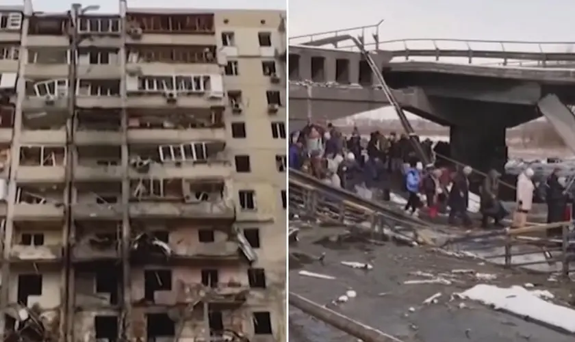 Durante um ataque aéreo na Ucrânia, Anatoliy Raychynets compartilha a Palavra de Deus e acalma crianças em um abrigo. Foto: Reprodução/YouTube/CBN News