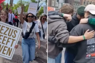 Jovens realizam evangelismo na Holanda durante o Dia do Rei e centenas se rendem a Jesus; ações mostram crescimento da fé no país. Foto: Reprodução/Instagram/Verlicht Nederland/YouTubeRevive