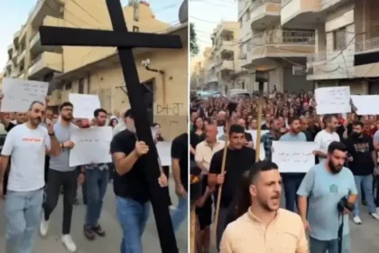 Após um ataque terrorista à igreja que matou 25 cristãos, cristãos da Síria vão às ruas em protesto pedindo fim da perseguição. Foto: Reprodução/Instagram/The Christians Of The East