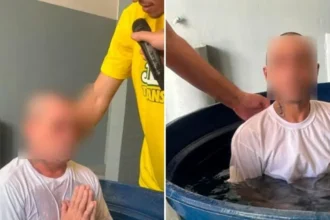 26 detentos foram batizados em uma prisão no Rio Grande do Norte, após ação evangelística da Capelania Prisional Batista. Foto: Reprodução/Instagram/Junta de Missões Nacionais