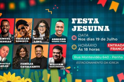 A Festa Jesuína da ADVEC acontece neste sábado (19) no Rio, com entrada gratuita e shows de Thalles Roberto, Midian Lima e outros. Foto: Divulgação.
