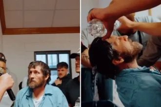 Um homem condenado à prisão perpétua foi batizado de uma maneira tocante durante um culto em uma prisão nos Estados Unidos. Foto: Reprodução/Instagram/God Behind Bars