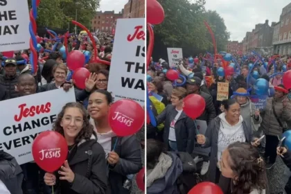 A Marcha para Jesus na Irlanda, demonstrou um crescimento impressionante, reunindo milhares de cristãos de diversas nações e denominações. Foto: Reprodução/Instagram/Marcio Rodrigues