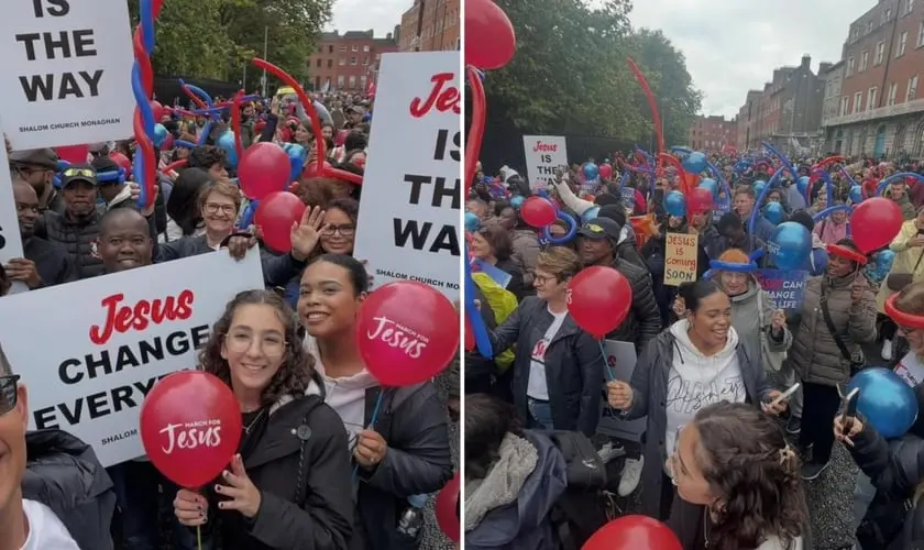 A Marcha para Jesus na Irlanda, demonstrou um crescimento impressionante, reunindo milhares de cristãos de diversas nações e denominações. Foto: Reprodução/Instagram/Marcio Rodrigues