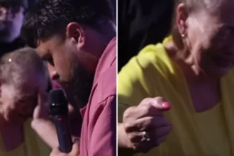 Durante um culto, uma idosa que havia perdido o movimento da mão direita recebeu a cura de AVC após uma oração de pastor. Foto: Reprodução/Instagram/Mario Esparza