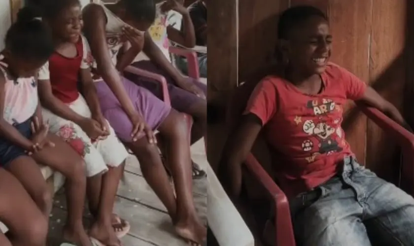 Crianças de quilombo na Amazônia se rendem a presença de Deus