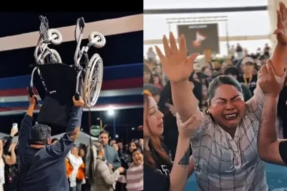 Centenas aceitam Jesus em culto em tenda e testemunham curas de paralíticos e cegos na cidade de Calama, Chile. Foto: Reprodução/Instagram/Revival Latino