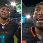Jogador de futebol americano Tua Tagovailoa, do Miami Dolphins, declara publicamente que "toda a glória pertence a Deus" após vitória. Foto: Reprodução/YouTube/NFL on ESPN