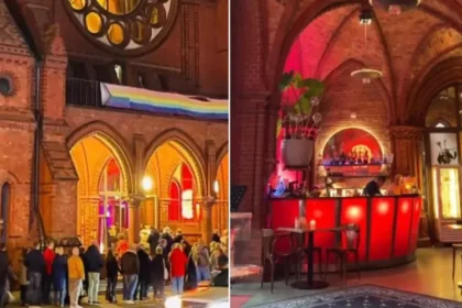 Após severa perda de membros, igrejas na Alemanha são transformadas em bares, restaurantes e centros de escalada. Foto: Instagram/Pandoras