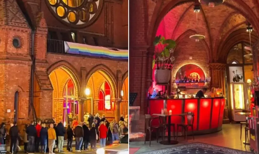 Após severa perda de membros, igrejas na Alemanha são transformadas em bares, restaurantes e centros de escalada. Foto: Instagram/Pandoras