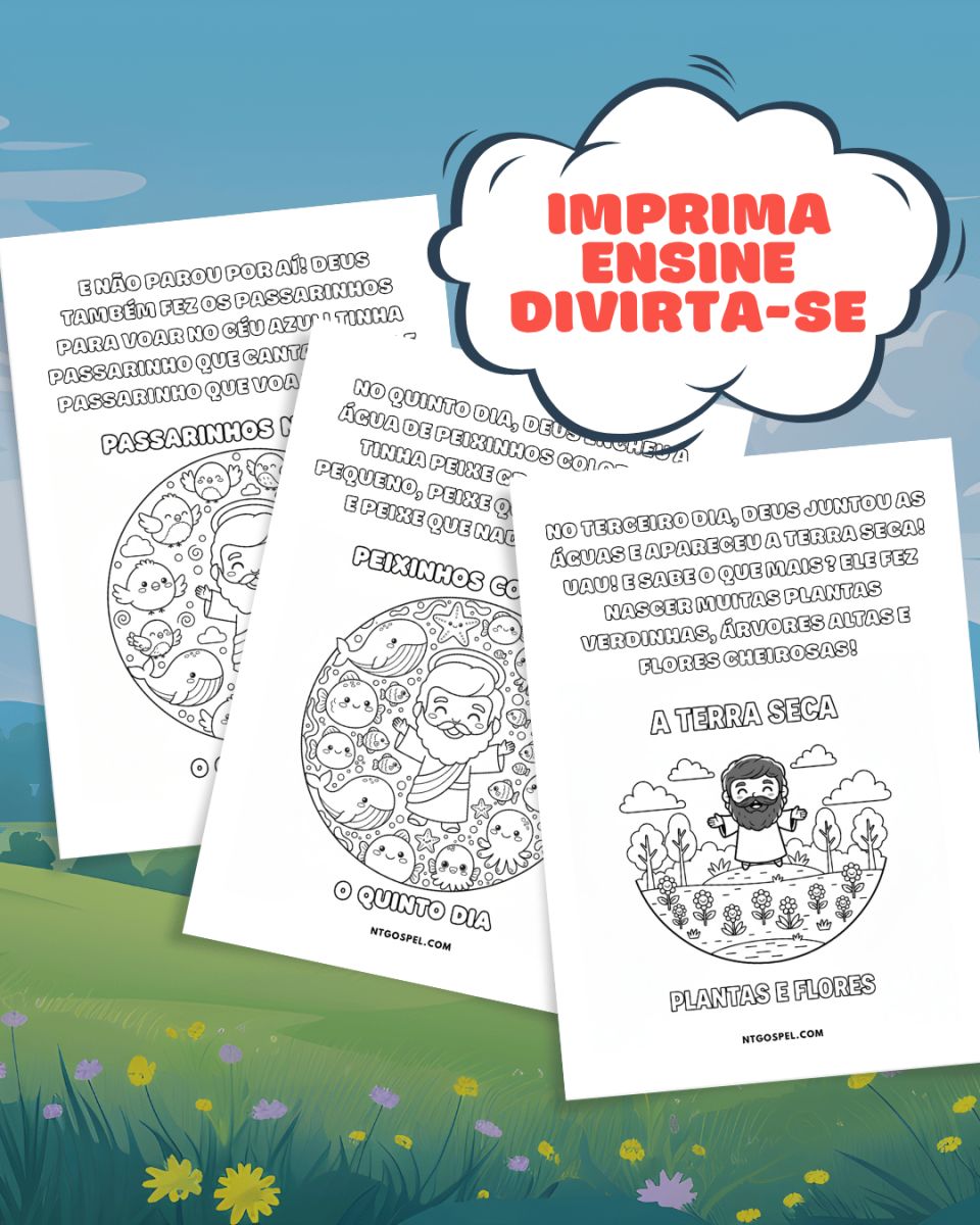 Deus Criou o Mundo! | E-book Infantil Bíblico para Colorir (2+ anos) - Imagem 2