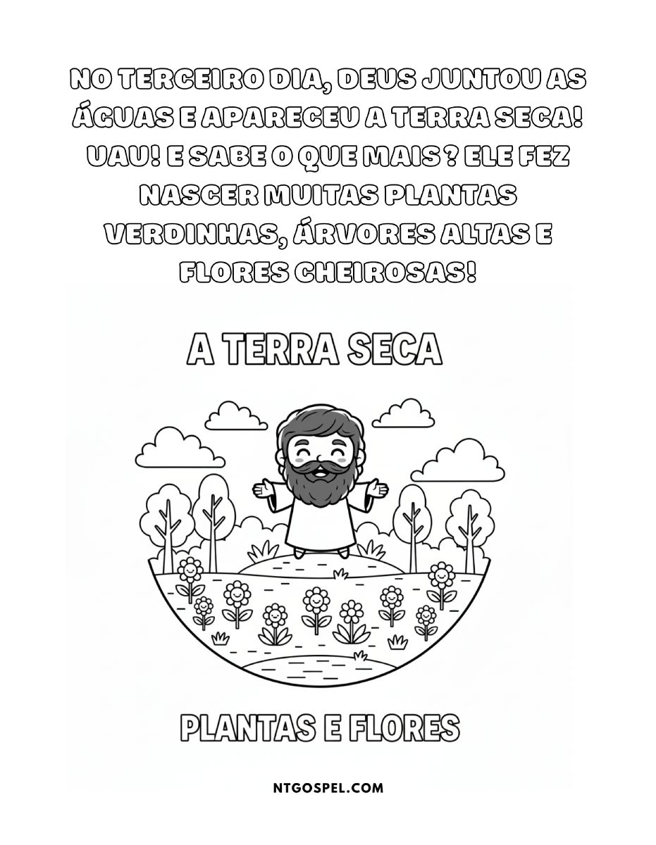 Deus Criou o Mundo! | E-book Infantil Bíblico para Colorir (2+ anos) - Imagem 3