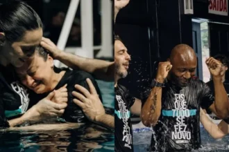 Igreja em SC realizou uma cerimônia de batismo em massa, na qual mais de 480 novos convertidos desceram às águas. Foto: Instagram/Abba Pai Church