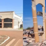 Cristão sobrevive milagrosamente ao desabamento de uma igreja em Rio Bonito do Iguaçu, durante tornado no Paraná. Foto: Reprodução/Instagram/UMADRBI