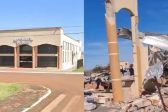 Cristão sobrevive milagrosamente ao desabamento de uma igreja em Rio Bonito do Iguaçu, durante tornado no Paraná. Foto: Reprodução/Instagram/UMADRBI