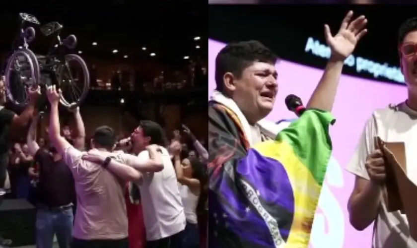 Durante pregação, homem de cadeira de rodas recebe se levanta