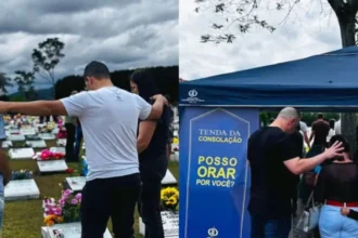Durante Dia de Finados, igrejas do Sul levam mensagem de fé e a esperança da vida eterna aos enlutados que visitavam os cemitérios. Foto: Instagram/CIADESCP
