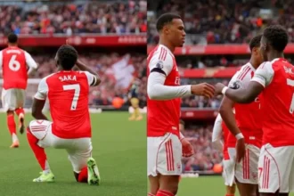 Jogadores do Arsenal, que fazem parte de um grupo chamado “Irmãos da Bíblia”, oram e leem a bíblia antes de cada jogo. Foto: Captura de Tela/YouTube/Arsenal