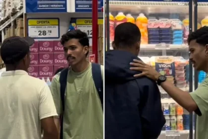 Jovem evangelista viraliza ao realizar evangelismo em mercado, orando e pregando, cumprindo o ide em um ambiente inusitado. Foto: Reprodução/Instagram/Lucas Oliveira