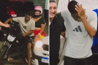 Após ser impactado por pregação, jovem interrompe trajeto de moto para aceitar Jesus em cruzada no Maranhão. Foto: Reprodução/Instagram/Joel Carvalho