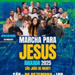 A 8ª Marcha Para Jesus Baixada acontece em São João de Meriti dia 06/12, a partir das 14h, e receberá 16 artistas no palco principal. Foto: Divulgação.