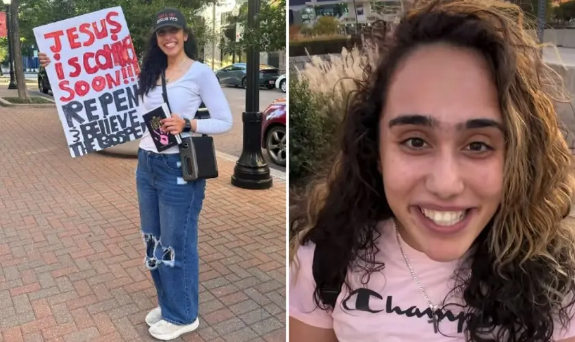 Jovem ex-muçulmana abandona o islã após ter uma visão de Jesus e agora prega o Evangelho nas ruas dos EUA. Foto: Reprodução/Instagram/Sara Alzaiem/Sean Feucht