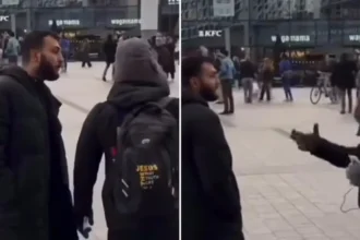 Cristão é agredido durante evangelismo na Europa, levantando alerta sobre o aumento da intolerância contra cristãos no continente. Foto: Reprodução/Instagram/Allan Machado