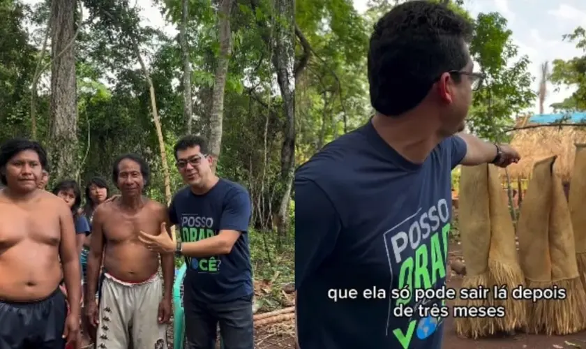 Evangelismo em tribo indígena Krikati, no Maranhão, resulta em cacique e de toda a aldeia se entregarem a Jesus. Foto: Reprodução/Instagram/Cleber Bandeira