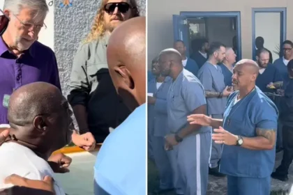 20 detentos celebram batismo em prisão nos EUA; cerimônia marca conversão pública e avivamento em unidade de segurança máxima. Foto: Reprodução/Instagram/Sean Feucht