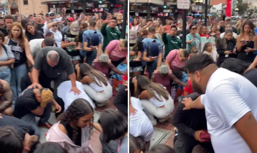 Evangelismo na Califórnia reúne milhares em San Diego e resultou em centenas de pessoas se entregando a Jesus. Foto: Captura de tela/Instagram/ rossjohnstonn