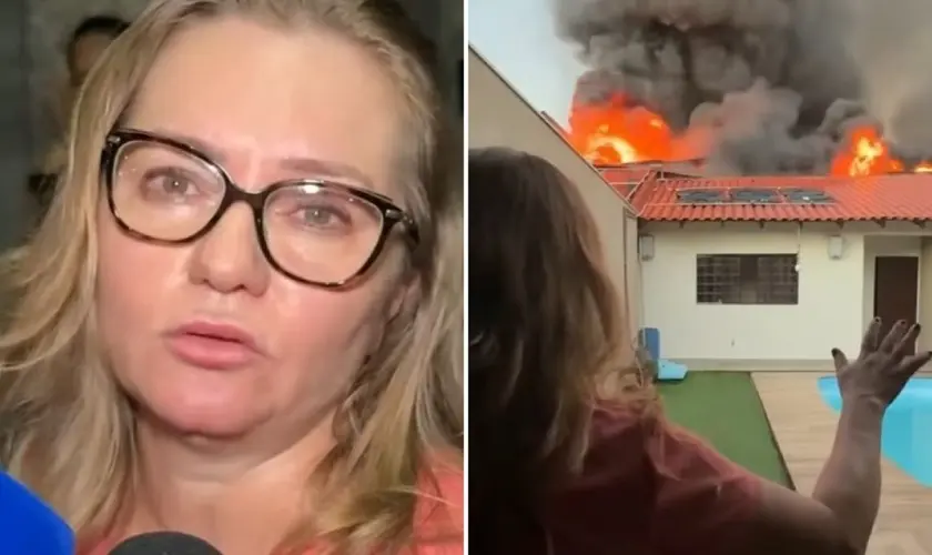 Cristã ora e incêndio no Paraná não atinge sua casa: ''Eu sabia que o Senhor tinha colocado anjos ali e não ia permitir que o fogo chegasse''. Foto: Reprodução/YouTube/Rede Massa - Maringá
