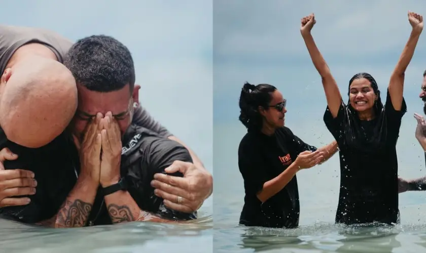 Em plena terça de Carnaval, a Believe Church celebra a salvação com um emocionante batismo em praia de Maceió. Foto: Instagram/Believe Church