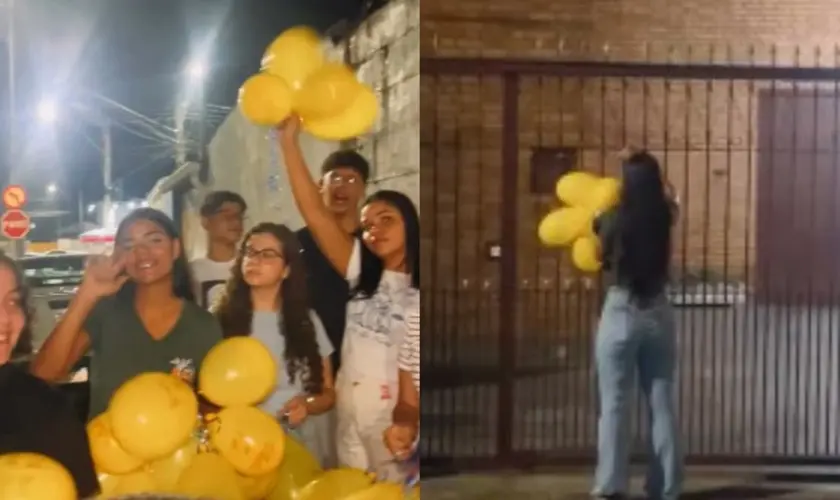 Jovens evangelizam São Paulo com balões e mensagens de fé durante a madrugada: ''Se for para ocupar as ruas à noite, que seja com fé''. Foto: Reprodução/Instagram/Somos Um