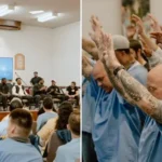Jogadores da NFL uniram forças com o ministério God Behind Bars para levar uma mensagem de esperança à Penitenciária Estadual de San Quentin. Foto: Reprodução/Instagram/God Behind Bars