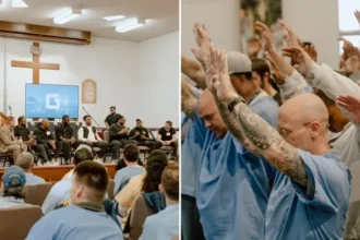 Jogadores da NFL uniram forças com o ministério God Behind Bars para levar uma mensagem de esperança à Penitenciária Estadual de San Quentin. Foto: Reprodução/Instagram/God Behind Bars