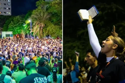 Recentemente, uma multidão de jovens participou de um culto ao ar livre em Fortaleza, promovido pela missão Aviva Universitário. Foto: Reprodução/Instagram/Lucas Teodoro