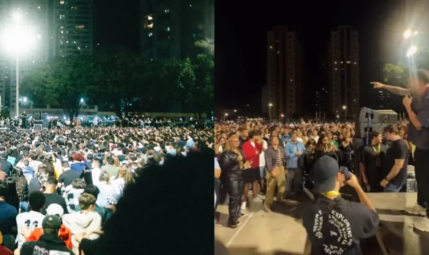 Culto em praça reúne multidão em Brasília e leva 129 pessoas a entregarem suas vidas a Jesus durante momento de adoração. Foto: Reprodução/Instagram/Céu Na Terra Movement