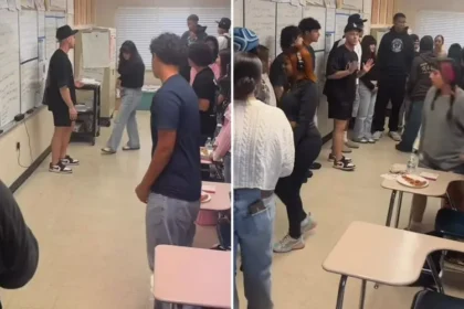 Evangelismo em escola pública nos EUA reúne estudantes e leva dezenas a decisão por Jesus após ação durante horário de almoço. Foto: Reprodução/Instagram/Ross Johnston