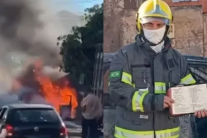 Bíblia intacta é encontrada após incêndio destruir carro em Goiás, chamando atenção após veículo ficar completamente consumido pelas chamas. Foto: Reprodução/TV Anhanguera