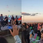 Culto em praia reúne multidão ao amanhecer no RS, com louvor, oração e pessoas entregando suas vidas a Jesus. Foto: Reprodução/Instagram/Sara Gomes Ribeiro