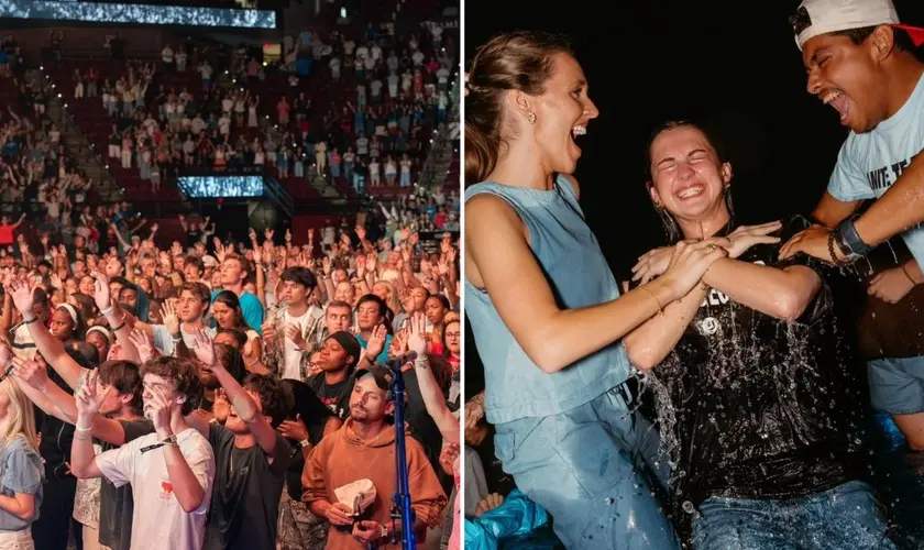 Evangelismo em universidade reúne 4.500 estudantes nos EUA, com centenas de conversões e dezenas de batismos no campus. Foto: Reprodução/Instagram/Unite US