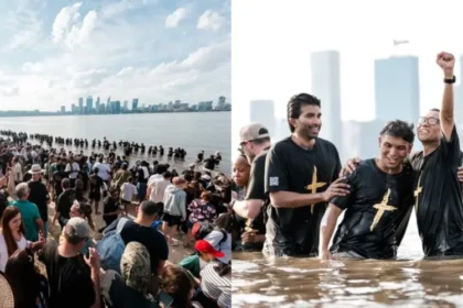 Batismo em massa na Austrália reúne mil pessoas na Páscoa, com testemunhos de transformação e novas vidas entregues a Jesus. Foto: Instagram/Julian Kirtisingham