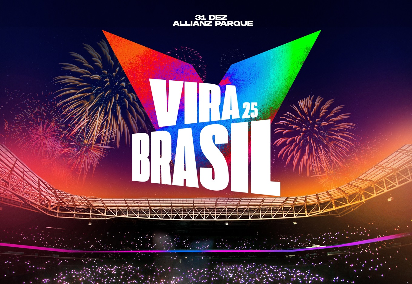 O SBT celebra o Ano Novo com a transmissão do "Vira Brasil - Music Festival", maior virada cristã do país, e do "Vira Brasil - USA". Foto: Divulgação.
