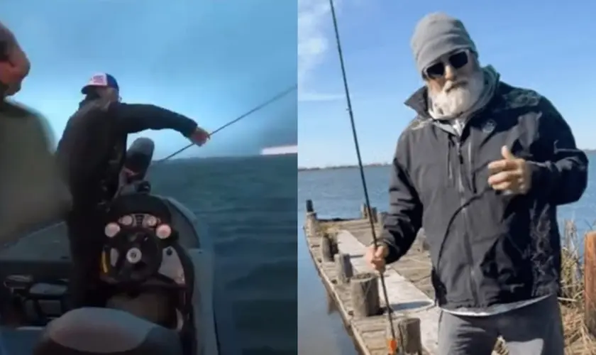 Um pastor sobrevive a um tornado nos EUA enquanto pescava em um pequeno barco com seu amigo Tony e um cachorro. Foto: Reprodução/YouTube/Brian Johnson Live