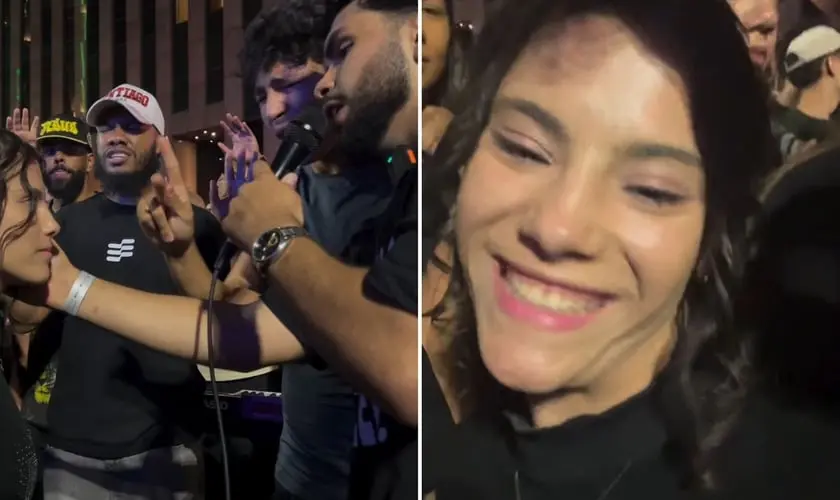 Jovem testemunha cura de surdez durante evangelismo na Avenida Paulista e volta a ouvir após oração em nome de Jesus. Foto: Reprodução/Instagram/Luiz Vieira de Senna