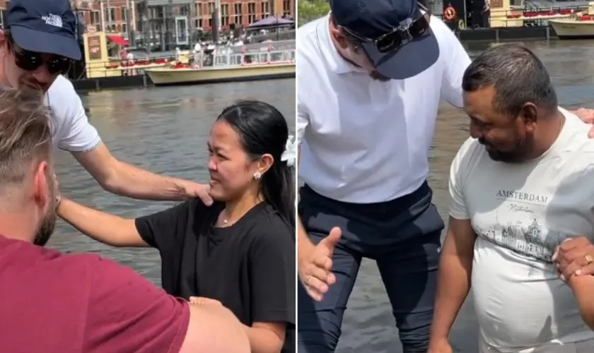 Cristãos realizam evangelismo na Holanda e mais de mil pessoas se rendem a Jesus em ação com batismos e louvor nas ruas. Foto: Reprodução/Instagram/Willem Fiege
