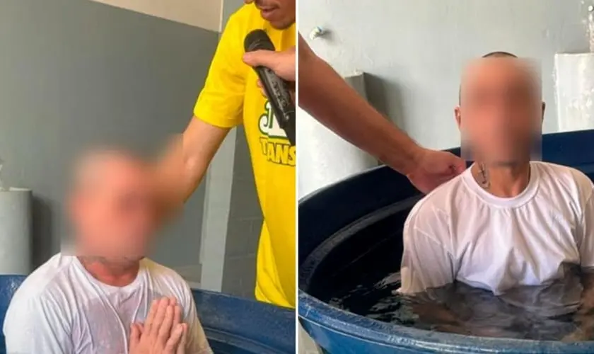 26 detentos foram batizados em uma prisão no Rio Grande do Norte, após ação evangelística da Capelania Prisional Batista. Foto: Reprodução/Instagram/Junta de Missões Nacionais
