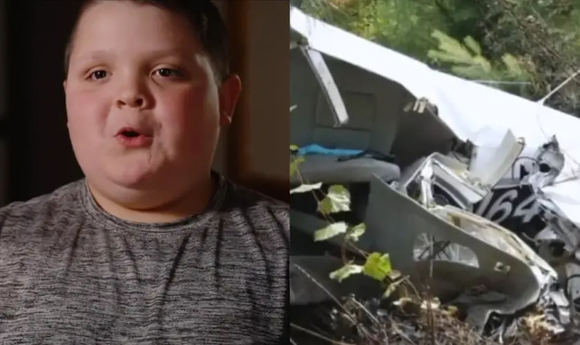 Menino de 7 anos sobrevive a um acidente de avião e testemunha como a fé em Deus foi essencial para superar o trauma. Foto: Reprodução/CBN News.