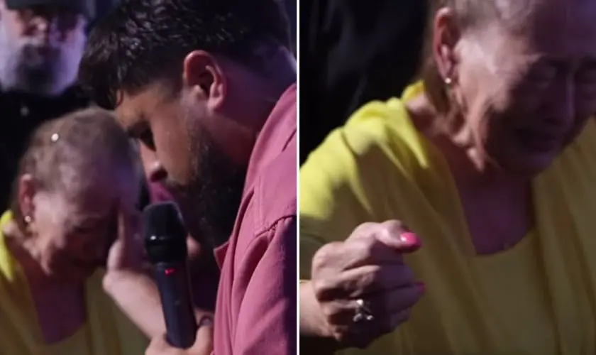 Durante um culto, uma idosa que havia perdido o movimento da mão direita recebeu a cura de AVC após uma oração de pastor. Foto: Reprodução/Instagram/Mario Esparza