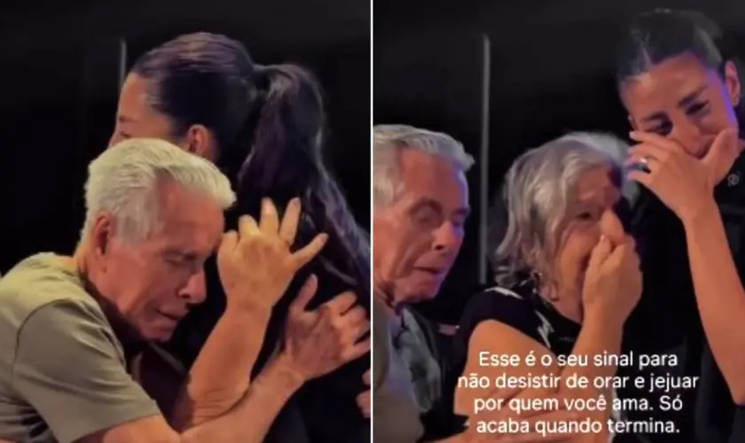 Após 11 anos de oração de neta, a pregadora Maria Luquet testemunha a emocionante conversão de seus avós idosos. Foto: Reprodução/Istagram/Maria Luquet